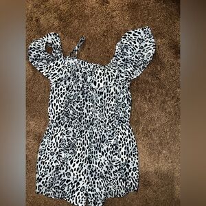 rebels Black and White Leopard Print Girls Romper
